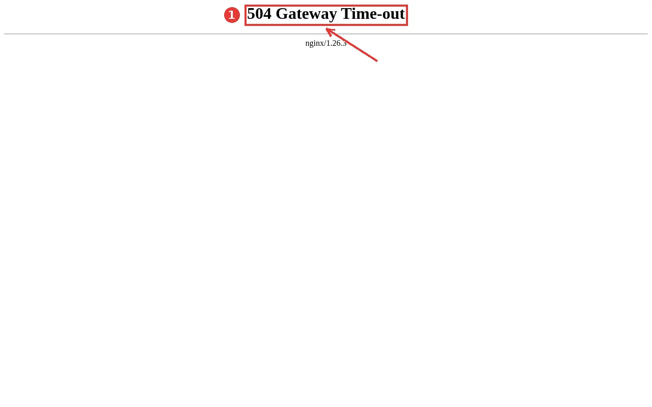 nginx 504 Gateway Time-out error page in the browser